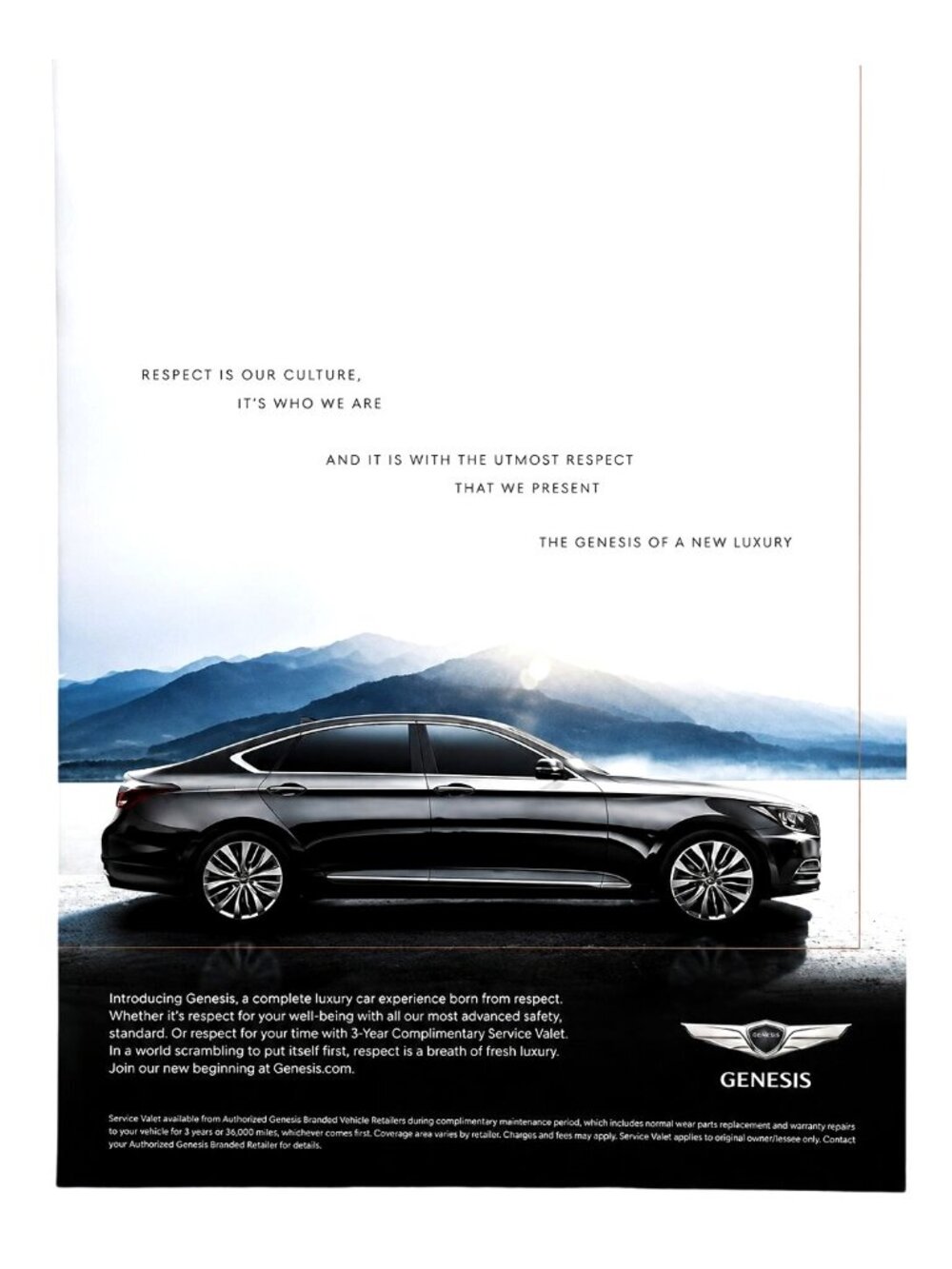 2016 Genesis G90 2017 Model Luxury Sedan Original Magazine Print Ad